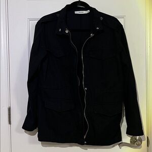 JustFab Black Cinched Waist Utility Jacket | Size Small | Military Style